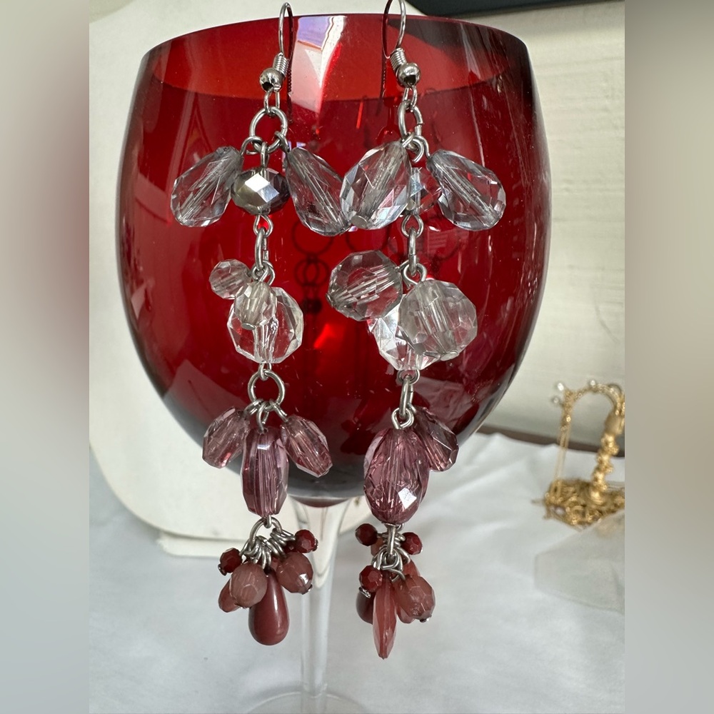 Long chandelier style dangle earrings